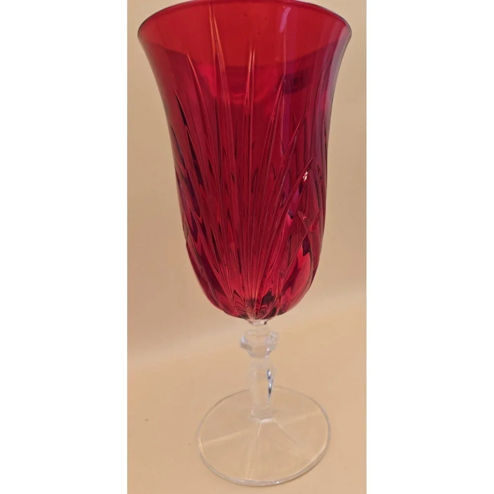 Red Waterford Goblet Vintage Crystal Stemmed Goblet